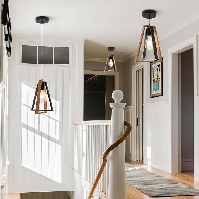 3 Pack Small Farmhouse Pendant Lights Kitchen Island Industrial Metal Pendant Light Fixture Black Hanging Light Fixture Vintage Pendant Light Fixtures for Dining Room Living Room