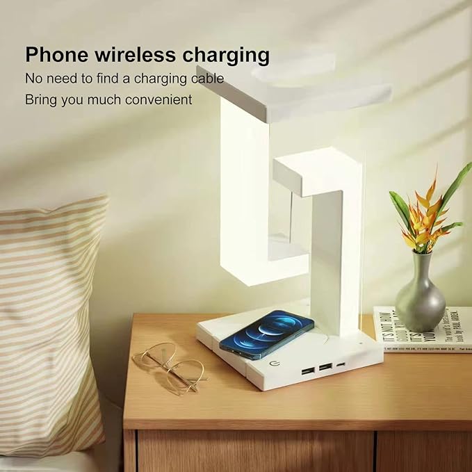 Hilitand Unique Modern Magnetic Levitating Lamp 3 Gears Touching Switch Charging Decorative LED Night Light