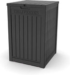 55 Gallon Black Resin Deck Box - Lockable, Waterproof Outdoor Storage for Packages & Patio Essentials - Rustproof Utility Box with Handles for Porches, Pools & Backyards