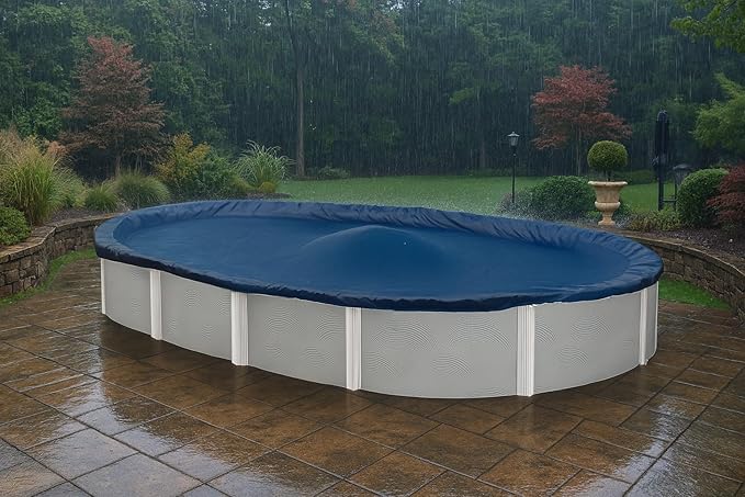 Aboveground Pool Winter Cover, Fits 15’ x 30’ Oval, Solid Blue – Includes Winch and Cable for Easy Installation, Superior Strength & Durability, Treated for UV Protection, WC1530OV