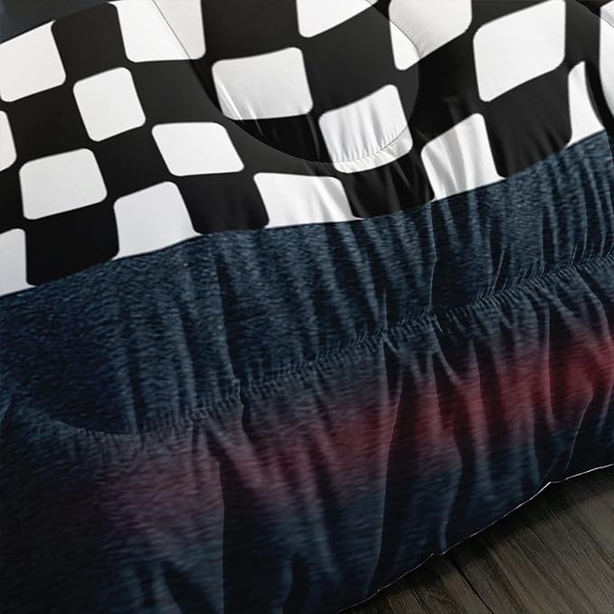 Axolotl Race Car Comforter Set Full Size,Extreme Sports Bedding Set for Boys Teens Kids Girls Room Decor,Cool Speed Car Quilt Bed Set with 1 Comforter 2 Pillowcases Car Racing Gifts,Black Red