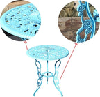 KAI LI Outdoor Furniture Bistro Set with Rose Pattern 1 Table 2 Chairs for Garden Patio Porch (Rose-Light Blue)