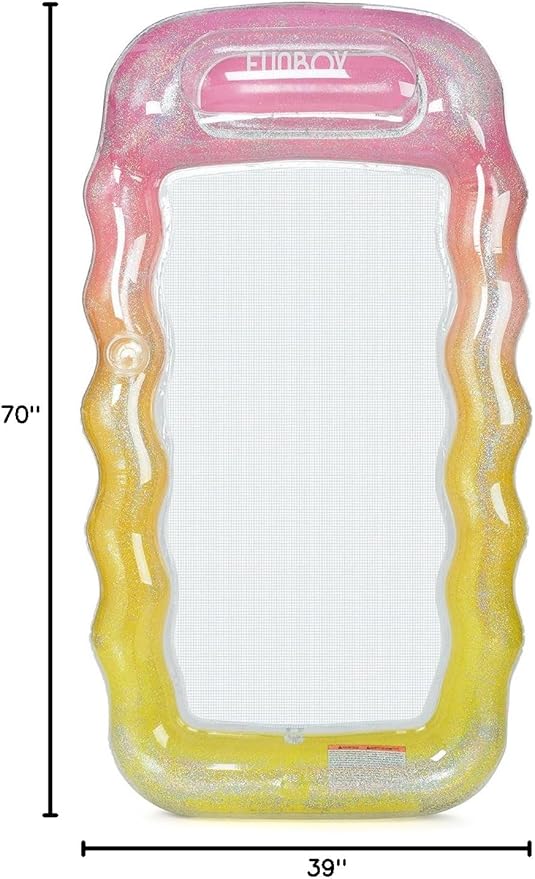 FUNBOY Clear Inflatable Mesh Pool Lounger Mesh Water Hammock with Built-in Pillow 70" Pool Hammock Float for Adults Swimming Pool Accessories & Tanning Pool Lounger Float for Pool Party & Summer