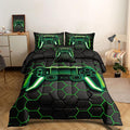 6 Pieces Gaming Bedding Set for Boys Gamer Comforter Set Queen Size,Video Game Comforter for Kids Adult 3D Gaming Geometric Microfiber Bedding Sets 6 Pieces Bed in A Bag Sets H50021,Queen