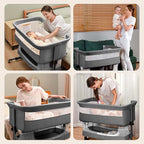 Baby Crib,3 in 1 Baby Bassinet Bedside Crib Adjustable Portable Bed for Infant,Baby Newborn Must Have Bed,Grey