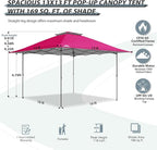EAGLE PEAK 13x13 Straight Leg Pop Up Canopy Tent Instant Outdoor Canopy Easy Single Person Set up Folding Shelter w/Auto Extending Eaves 169 Square Feet of Shade (Deep Pink)