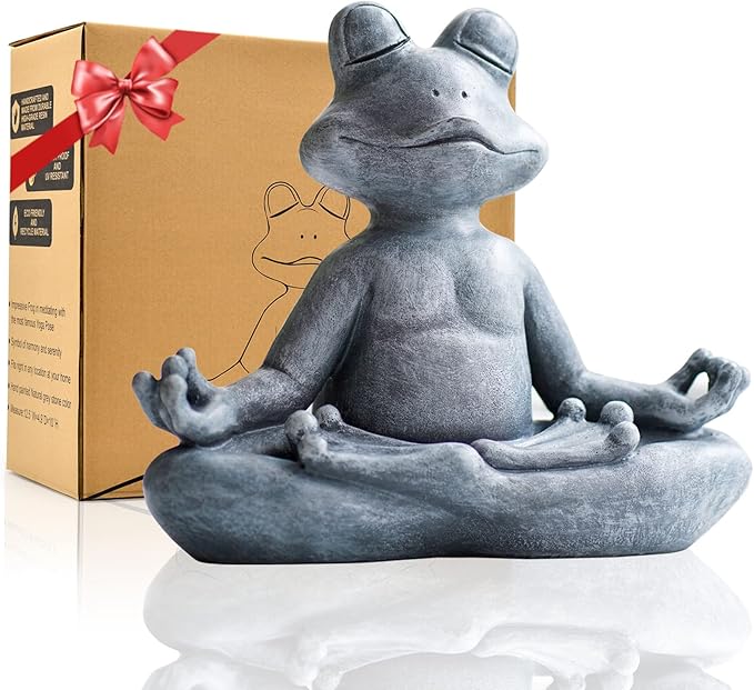Goodeco 12.5" L×10" H Meditating Yoga Frog Statue - Gifts for Women/Mom, Zen Garden Frog Figurines for Home and Garden Decor, Frog Decorations Gift Ideas, Frog Gifts for Women