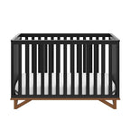 Storkcraft Santa Monica 5-in-1 Convertible Crib (Black with Vintage Driftwood) – GREENGUARD Gold Certified, Modern Design, Two-Tone Baby Crib, Converts to Toddler Bed, Daybed and Full-Size Bed