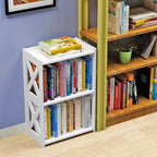 Side Table, 3 Tier 2 Shelf Small Bookshelf Bookcase for Small Spaces, Bedside End Table Nightstand, Kids Book Storage Shelves for Bedroom Living Room Office, White