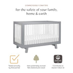Babyletto Hudson 3-in-1 Convertible Crib with Toddler Bed Conversion Kit in Grey and White, Greenguard Gold Certified