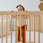 dadada Baby Soho 3-in-1 Convertible Crib to Toddler Bed – Wooden Crib Made in Italy, GREENGUARD Gold Certified Small Baby Crib – Baby-Safe Finish, Modern Design (Natural)