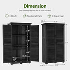 MCombo Outdoor Storage Cabinet, Garden Storage Shed, Outside Vertical Shed with Lockers, Outdoor 63 Inches Wood Tall Cabinet for Yard and Patio 0870 (Black)
