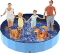 97" Foldable Dog Pool Kiddie Swimming Pool, Plastic Non-Slip Hard Shell Kids Wading Pool, Large Portable Collapsible Pet Puppy Bathing Tub, Heavy Duty - Family Size, 8 ft x 16 inch.D - 5XL