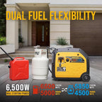 6500W Dual Fuel Inverter Generator, Gas & Propane Powered, RV Ready Remote/Electric Start, Super Quiet, 120V/240V with CO Sensor Portable Generator for RV, Camping or Party,EPA Compliant