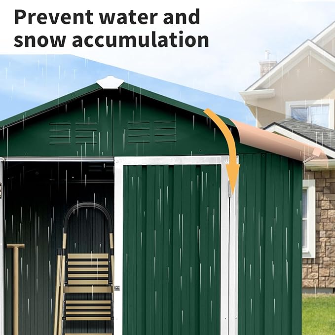 6FT x 4FT Outdoor Metal Storage Shed, Apex Roof Garden Shed with Durable Steel Construction – Weather-Resistant Tool Shed for Backyard, Patio & Lawn (Lockable, Easy Assembly)