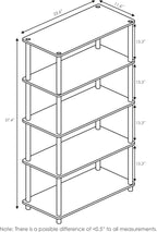 Furinno Turn-N-Tube 5-Tier Multipurpose Shelf / Display Rack / Storage Shelf / Bookshelf, Round Tubes, Beech/White