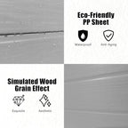 Outdoor Shed 5x3/6x4/7x7/8x6/8x10/8x12 FT, 15MM Thick PP Resin Plastic Shed with Lockable Door & Floor - Waterproof Plastic Tool Shed for Bike, Garbage Can, Backyard, Patio ﻿ ﻿ (Grey, 7x7FT)