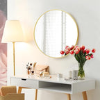 Fabuday Gold Circle Mirror for Bathroom - 24 Inch Golden Framed Round Mirror for Wall Decor, Living Room, Bedroom, Entryway Circular Mirrors