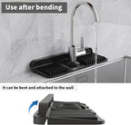 WAFT YEARN 14X5 Inch Silicone Durable Faucet Mat Kitchen Sink Splash Guard Draining Protector Tray Liner Absorbent Protective Counter Accessories For Sink Kitchen Bathroom Laundry Room Bar & RV Black