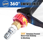 TOOLCY Pressure Washer Gun and 18" Curved Extension Wand, Commercial 5000 PSI / 10.5 GPM with Nozzle Tips, 3/8" Swivel USA-NPT Thread x Quick Socket, Sturdy Design for Gas Power Washer