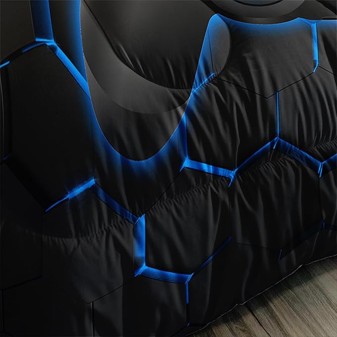 Axolotl Gamer Comforter Sets Twin,Geometric Honeycomb Gaming Bedding Sets,Video Games Comforter,Gaming Bedding Set,Game Console Comforter Set for Kids Boys Girls Teens,1 Quilt 2 Pillowcases,Blue Red
