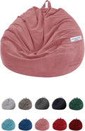 Stuffed Animal Storage Bean Bag Chair Cover (No Beans) for Kids and Adults.Soft Premium Corduroy Stuffable Beanbag for Organizing Children Plush Toys or Memory Foam Extra Large 300L (Pink)