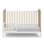 Storkcraft Pasadena 3-in-1 Convertible Crib (White with Driftwood) – GREENGUARD Gold Certified, Converts to Daybed and Toddler Bed, Fits Standard Full-Size Crib Mattress, Adjustable Mattress Height