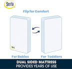 Delta Children Heartland 4-in-1 Convertible Crib Infant Changing Table with Pad + Serta Perfect Start Crib Mattress, Grey
