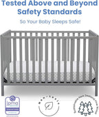 Delta Children Heartland 4-in-1 Convertible Crib, Grey + Delta Children Twinkle Galaxy Dual Sided Recycled Fiber Core Crib and Toddler Mattress (Bundle)