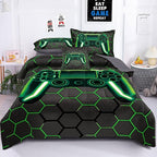 Kids Gaming Bedding Sets, 6 Piece Gamer Comforter Sets for Teens Boys Full Size for Bedroom Comforter Set Adult 3D Gamepad Microfiber Bedding Sets Fits All Season Full Size Comforter Sets