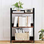 Small Bookshelf for Small Spaces, 3 Tier Small Book Shelf Organizer, Narrow Bookcase for Small Spaces, Small Bookcase for Bedroom, Living Room, Home, Office, 120 lbs Weight Capacity (Brown)