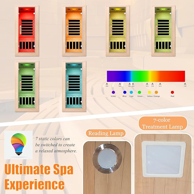 Infrared Home Sauna Room 1 Person Hemlock Wooden Indoor Dry Sauna，Low EMF 1200W/110V Heaters Panels,LCD Control Panel,10 Minutes Pre-Warm up,Time and Temp Pre-Set,1-Year Aftersale