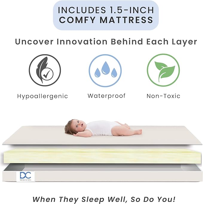 Delta Children Folding Portable Mini Baby Crib with 1.5-inch Mattress, Dark Chocolate