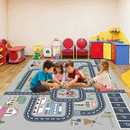 kid rug carpet playmat for toy cars and trains,road traffic kids play area rug,city Life town play Mat for Playroom Bedroom Boys,Children's Educational Fun Throw Rug with Rubber Backing 55X79IN