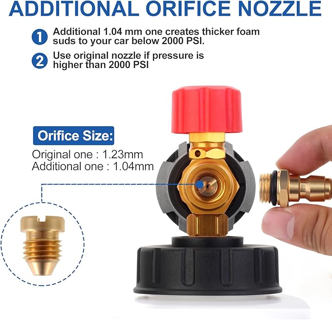 DUSICHIN Short Pressure Washer Gun Swivel Joint 4000 PSI Foam Cannon Lance,7 Pressure Washer Nozzle Tips Car Wash Foam Gun 7 Tip Slots 3/8'' Swivel Quick Connector,M22-14mm M22-15mm Fitting DUS2912