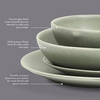 Gibson Elite Zion Mist 16 Piece Stoneware Reactive Glaze (Service for 4) Ceramic Plates and Bowls Modern Organic Dinnerware Set - Green