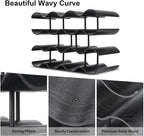 Countertop Wine Rack - 14 Bottle Freestanding Wine Bottle Holder Stand - 4 Tier Wooden Wine Storage Rack - Black Wavy Wine Organizer for Cabinet Pantry Home Kitchen Bar