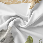 Elephant Giraffe Monkeys Comforter Queen Size,Wild Animals Kids Comforter Set,3Pcs Bedding Set Printed Comforter with 2 Pillowcases,Down Alternative,Soft and Lightweight,for All Seasons