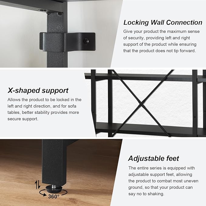 HOMISSUE Bookshelf,5-Tier Bookshelf Industrial Bookcase and Bookshelves,Rustic Storage Rack with Open Shelves for Living Room Bedroom and Kitchen