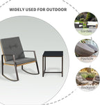 3 Pieces Rocking Chairs Set Balcony Furniture Conversation Sets with Outdoor Table and Chairs,Washable Cushion for Porch,balcony,Garden,Backyard,Poolside Grey