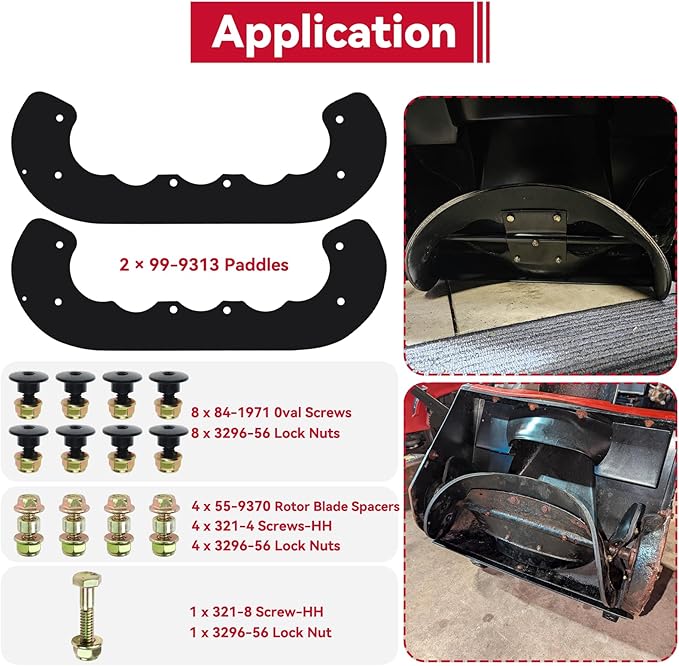 GELASKA 99-9313 Snow Blower Paddles Replaces Toro 99-9313 Kit, 125-1128, 55-9250, 55-9251, 88-0771 for Toro Power Clear 210, 621R, 721E, 721R, CCR2000, CCR2400, CCR2450, CCR3000, CCR3650 Snowthrowers