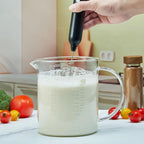 Ackers BORO3.3 Borosilicate Glass Measuring Cup with Insulated Handle, V-Shaped Spout, Clear, 2000ml/64oz Capacity, Etched Graduation, Easy to Read