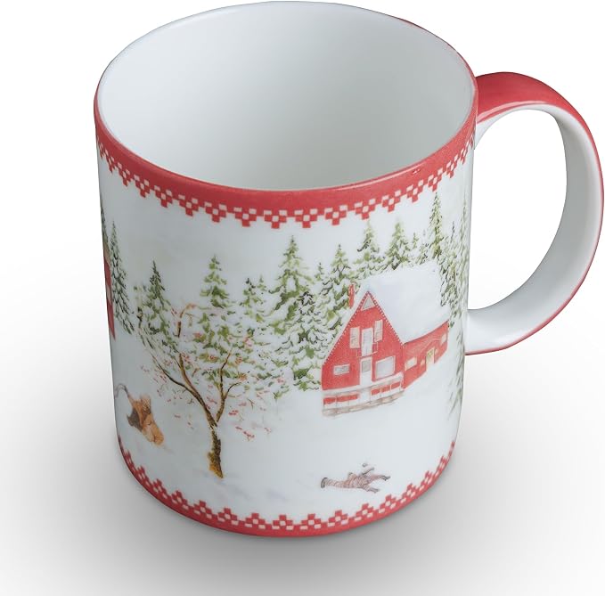 Maison d' Hermine Coffee Mug with Handles Tea Cups (12 Ounce, Pack of 1) | Fine Bone China Coffee Mugs for Hot Beverages Cappuccino Latte Home Restaurant Spring Summer -Rural Christmas - Jokkmokk