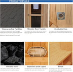 ZONEMEL Outdoor Barrel Steam Sauna, Canadian Pine Wood Sauna Room for 2 Person with 4.5KW ETL Certified TOULE Heater, Rocks, 8mm Tempered Glass, Waterproof System
