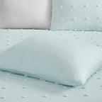Callie Cotton Jacquard Weave Colorful Pom Pom Kids Comforter sets, Down Alternative Shabby Chic All Season Girls Bedding, Bedroom Decor, Twin/Twin XL, Aqua 4 Piece