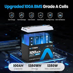 12.8V 100AH Group 31 Bluetooth LiFePO4 Lithium Battery with Self-Heating, Built-in 100A BMS, High/Low Temp Cutoff, Supports Low Temp Charging(-4°F), 5000+ Cycles, Perfect for RV/Camping,Off-Grid,Solar