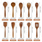 comfoyar Teak Wooden Spoons for Cooking, 10 Pieces Kitchen Cooking Utenails Set with Spatula and Ladle, Heat Resistant Kitchen Cookware for Nonstick Pan