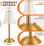 Liliful 1 Pcs LED Portable Cordless Table Lamp Touch Battery Operated Rechargeable Desk Lamp 3 Color Dimmable for Bedroom Living Room Dining (Rose Style,Gold)