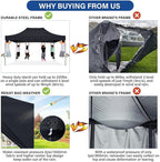 COBIZI 10x15 Pop Up Canopy with 4 Sidewall,Heavy Duty Canopy UPF 50+ All Season Wind Waterproof Commercial Outdoor Wedding Party Tents for Parties Gazebo with Carry Bag(10 x 15 ft Black)