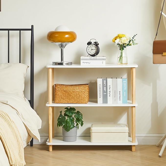 IBUYKE 3-Tier Wooden Open Bookcase - Modern Freestanding Bookshelf Storage Organizer,Standing Shelf Units,Multifunctional Display Stand for Bedroom, Living Room and Home Office,White WBC003W